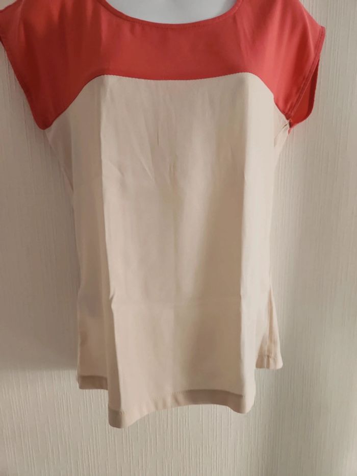 Blouse manches courtes Dolls S corail et beige - photo numéro 6