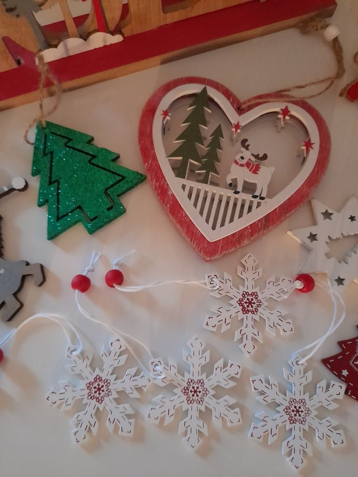 Lot de 23 pièces en bois décoration sapin de Noël - photo numéro 5