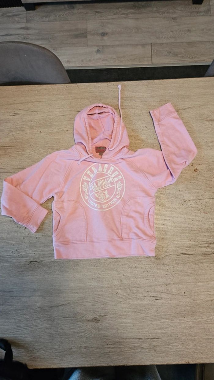 Pull rose, manches longues à capuche, GirlSport, 8 ans - photo numéro 2