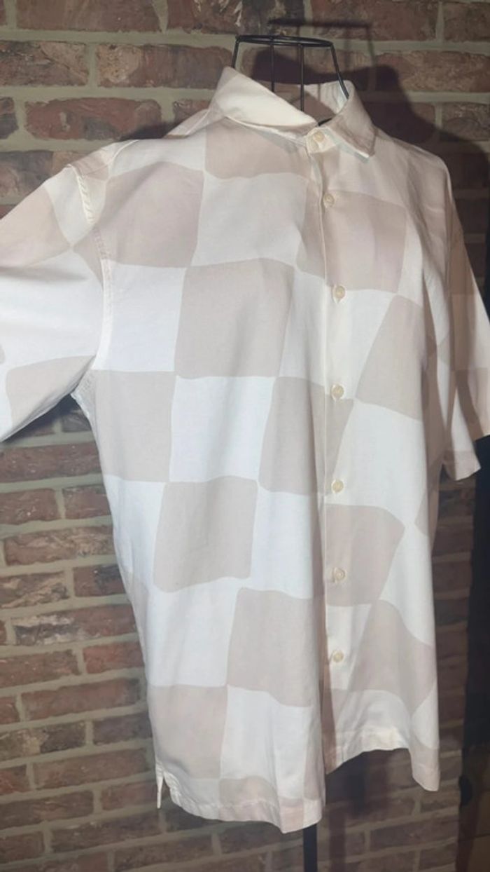 Chemise manches courtes beige et brune Bershka Taille S / 36 - photo numéro 9