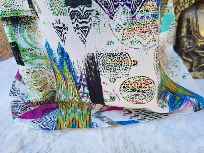 Blouse sans manche fluide ethnique ivoire multicolore taille 46 - photo numéro 5