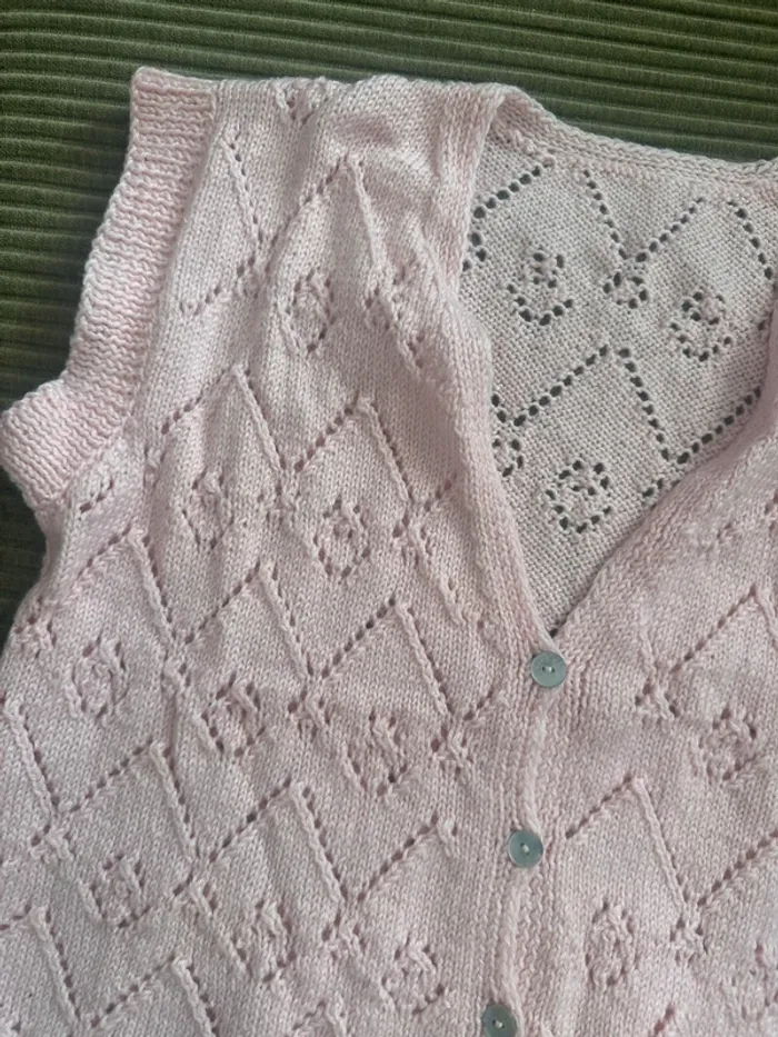 Cardigan sans manche rose pale - photo numéro 2