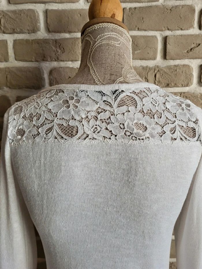 Pull fin avec dentelle blanc Cache Cache Vintage XS 34 - photo numéro 7
