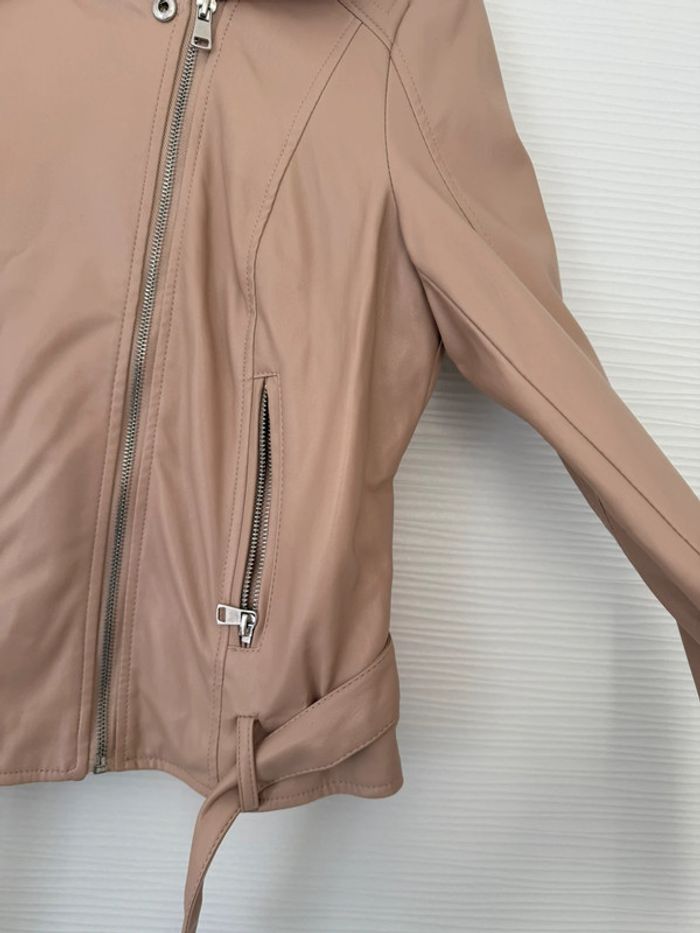 Veste perfecto similicuir rose poudré - photo numéro 5