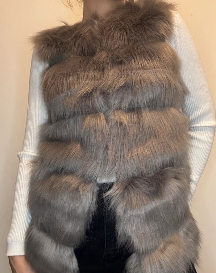 Veste fausse fourrure sans manches Gris taille Xs - photo numéro 4