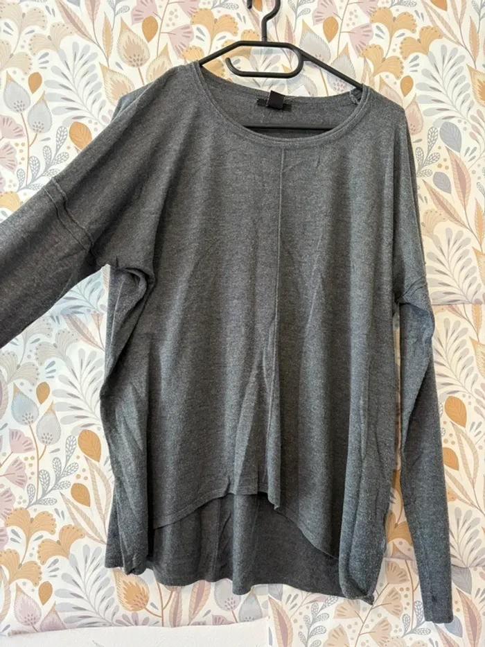 Pull fin gris
