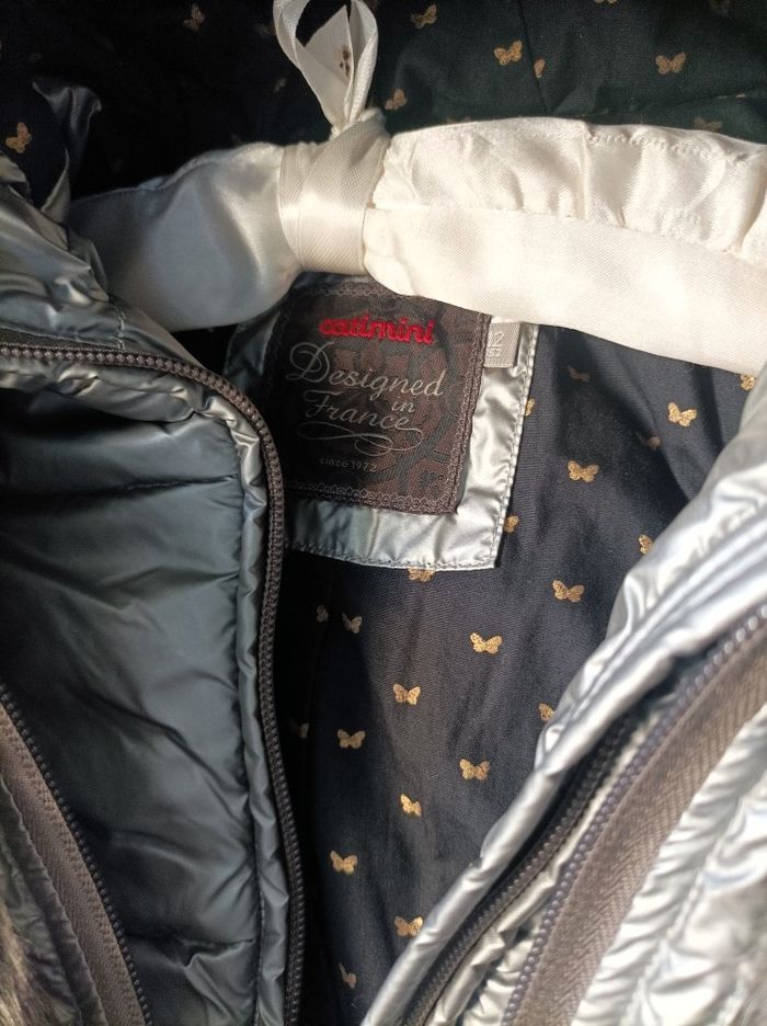 Doudoune fille Catimini 12 ans manteau argente TBE + gilet fourrure amovible - photo numéro 6