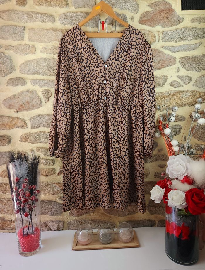 Robe léopard manches bouffantes multicolore Femme taille 54 marque Boohoo 💎