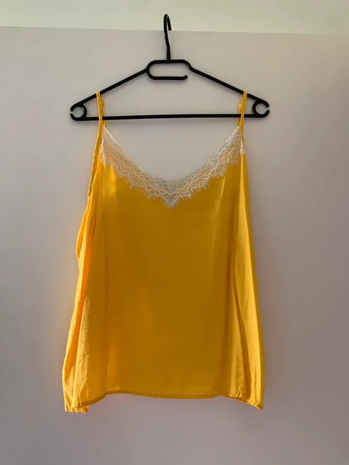 💛 Top caraco jaune dentelle bla - photo numéro 2