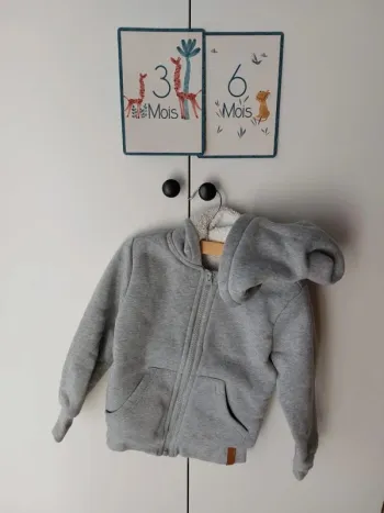 Veste zippée chaude à capuche 3-4 ans