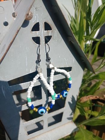 Boucles d'oreilles style navajo avec oeil grec