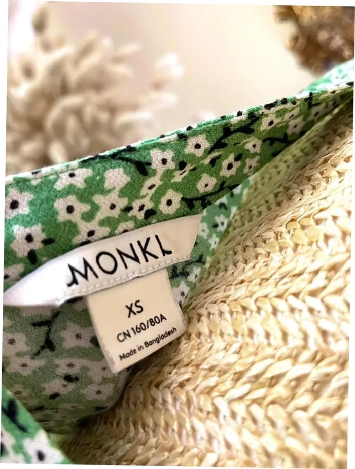 Robe Fleurie Verte - Monki - Taille XS - photo numéro 12