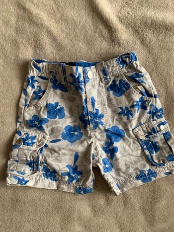 Short tex 23 mois fleuri bleu gris