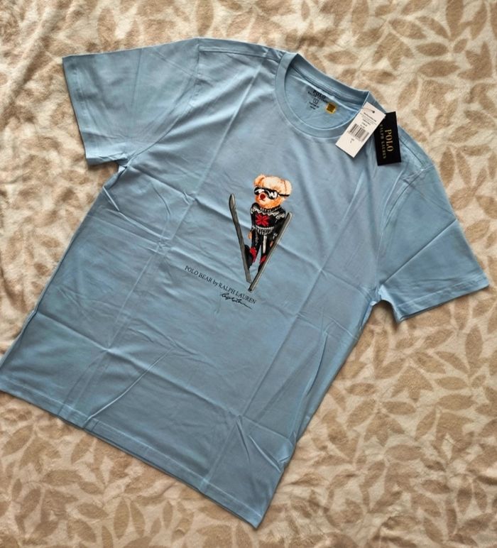 T-shirt homme ralph lauren bear taille L bleu clair 100% coton 35€