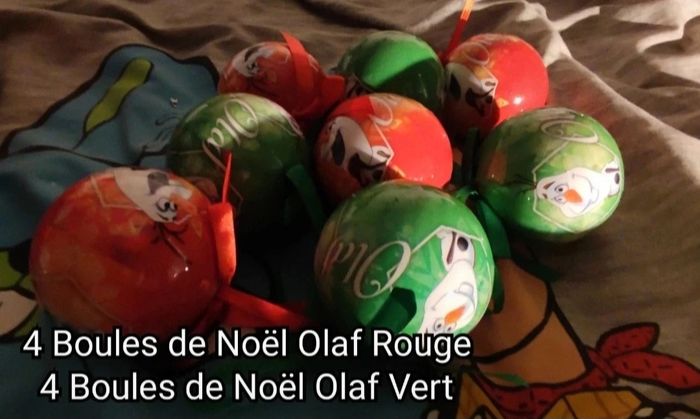Lot de 8 boules de Noël olaf vert et rouge