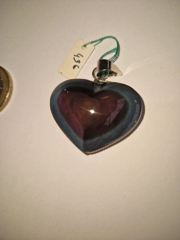Pendentif obsidienne arc en ciel cœur Mexique - photo numéro 6