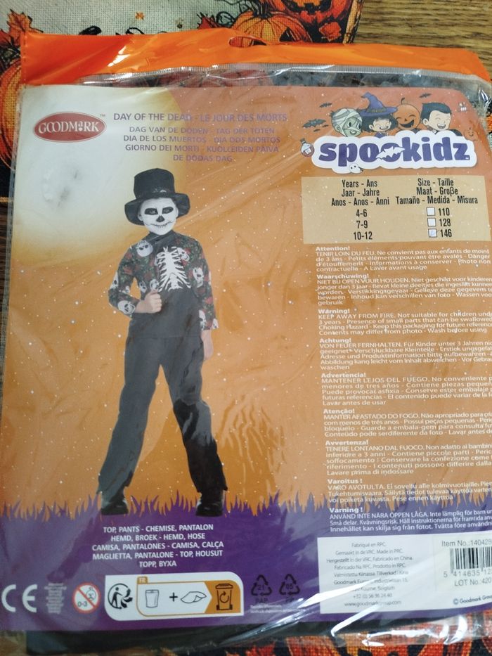 🎃 Déguisement squelette “Day of the Dead” – 
10-12 ans (146 cm) - photo numéro 4