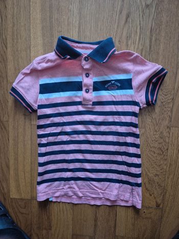 Polo saumon et marine taille 4 ans