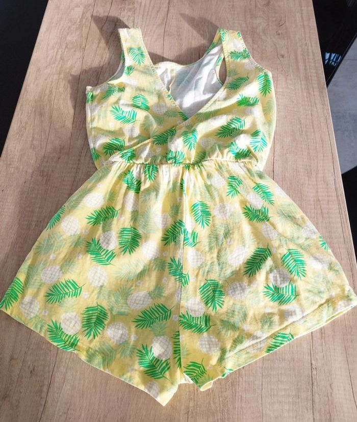 Combi short fille jaune feuillage taille 7/8 ans Tex - photo numéro 2