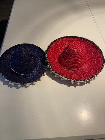 Lot de 2 Sombreros Mexicains pour Enfants - Bleu & Rouge 