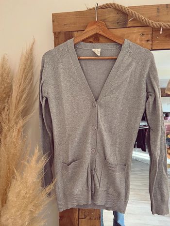 Gilet gris col V et bouton