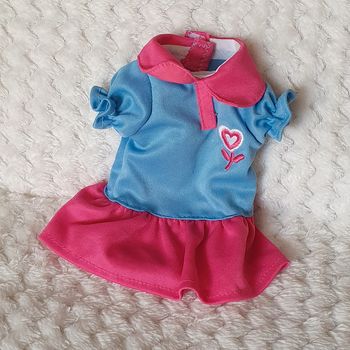 Rone de poupée rose et bleu coeur fleur