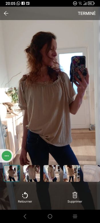 Blouse femme L beige foncé gaufré - Gémo c87