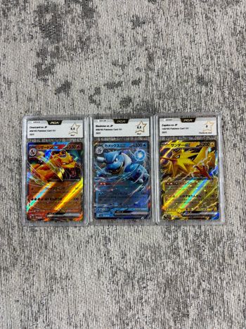 Lot x3 Cartes Pokémon 151 Dracafeu  006/165 Tortank 009/165 Élector 145/165 Japonaise Gradée PCA