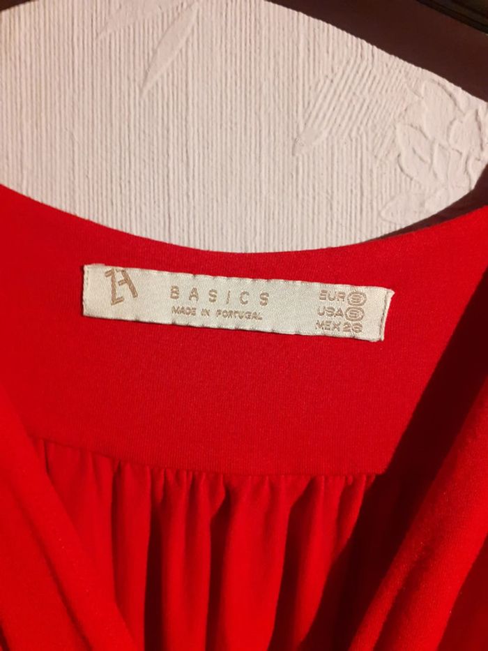 Blouse rouge mi longue S - photo numéro 2