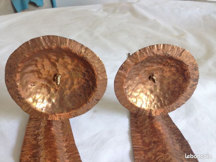 Ancienne paires applique cuivre martelé - photo numéro 8