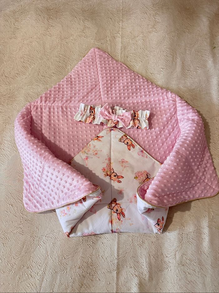 Couverture emmaillotage lapin bébé rose - photo numéro 2