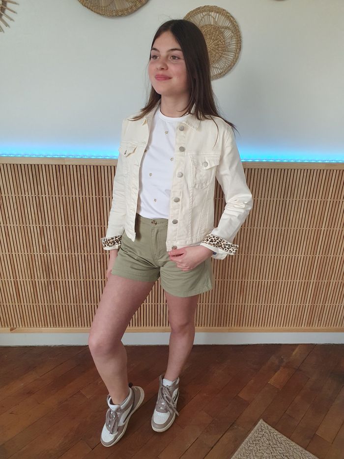 Veste en jean écru Bichette léopard Taille 8 ans - photo numéro 3