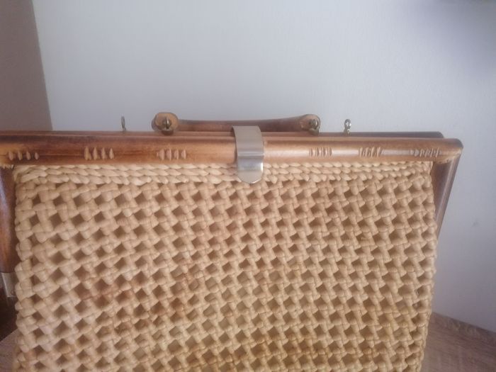 Sac vintage raphia naturel et bambou - photo numéro 2