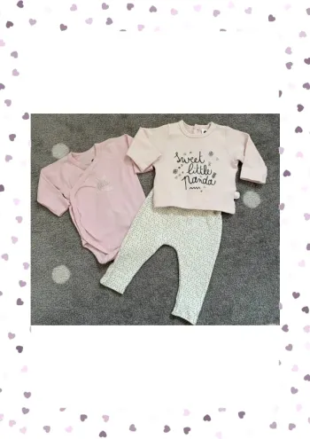 Ensemble 3 pièces Bébé Fille Taille 1 mois/53 cm