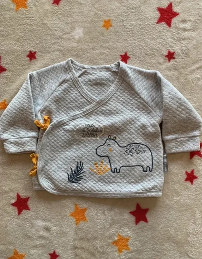 Lot ensembles Petit Béguin bio + chaussons Blanc et Gris 6M - photo numéro 7