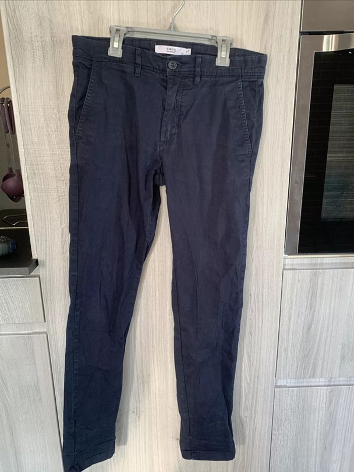 Pantalon Slim Bleu Marine Celio T38