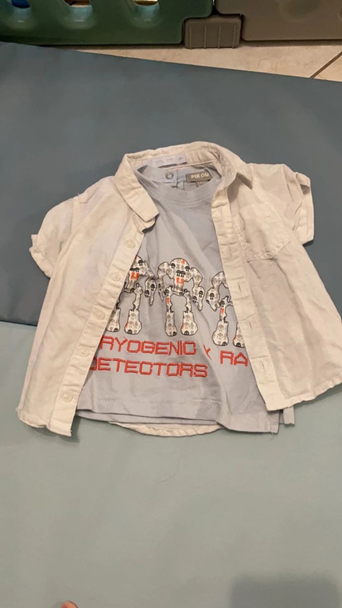 Chemise blanche et t-shirt 6 mois