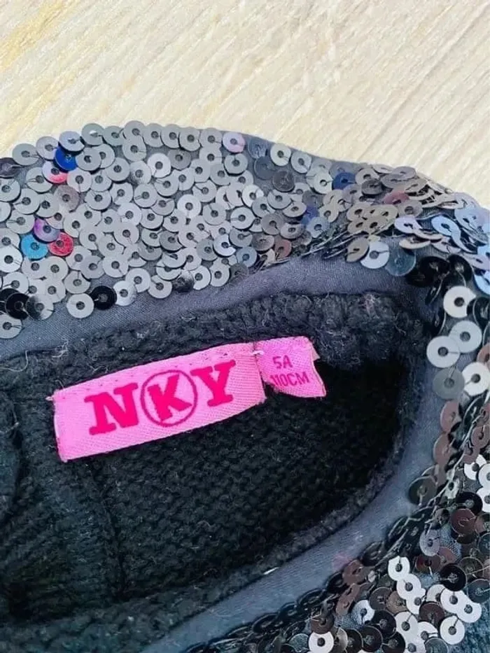 Pull robe noir à sequin au col 5 ans - photo numéro 3