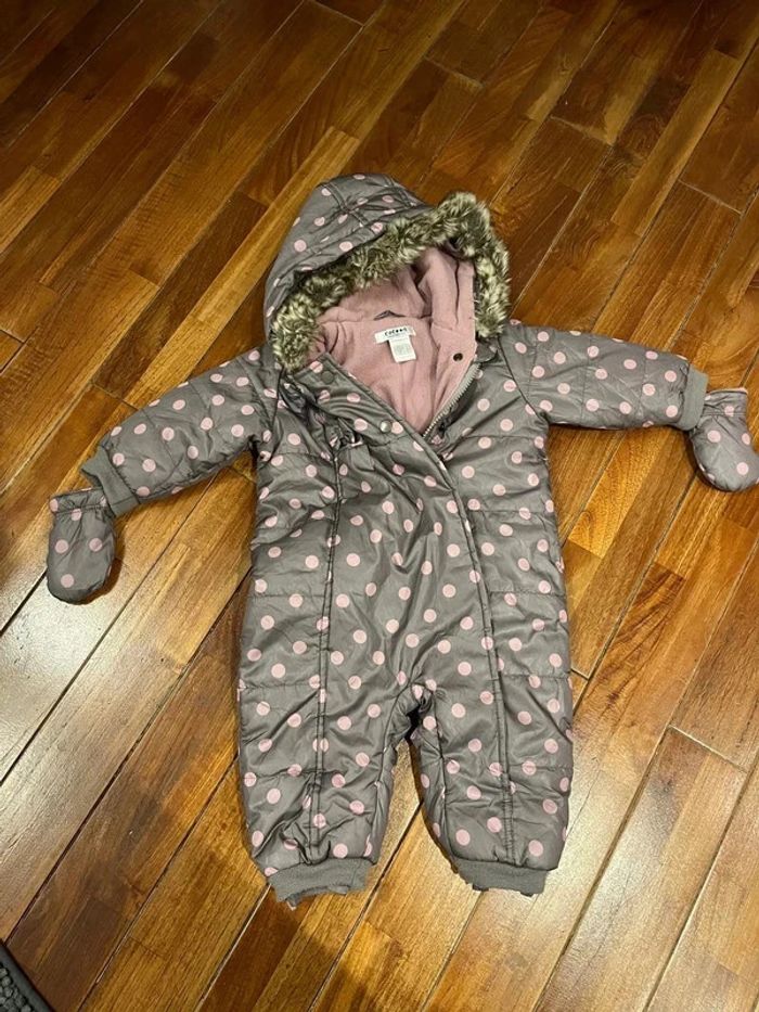 Combinaison pilote Cocoon la redoute 9 mois gris à pois rose