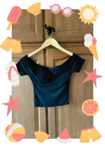 Crop top épaules dénudées noir