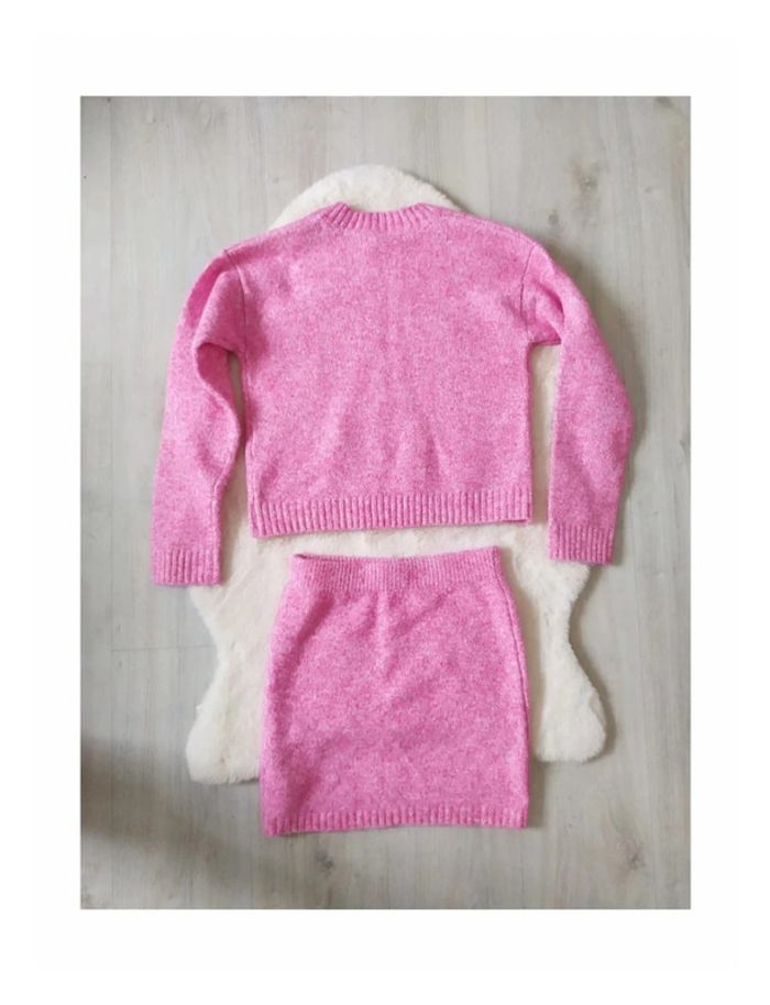 Ensemble tricot jupe + pull automne hiver fille - photo numéro 2