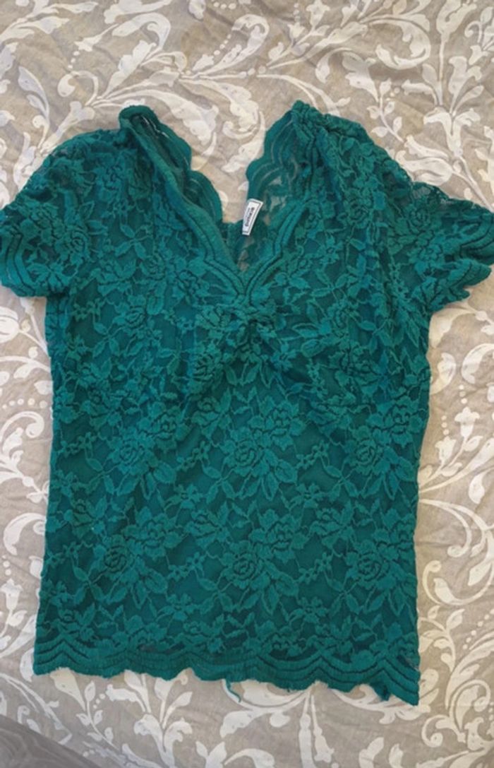 T-shirt Pimkie dentelle vert taille S