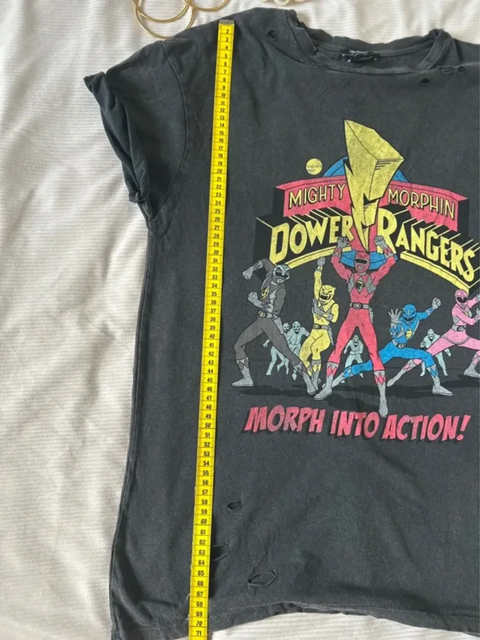 T-shirt troué Power Rangers Zara gris taille s - photo numéro 8