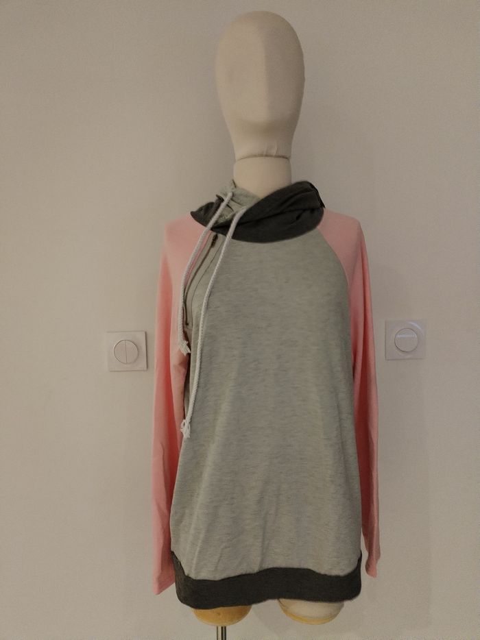 SWEAT ROSE / GRIS LEGER VINTAGE FEMME A MANCHES LONGUES T S/36 - photo numéro 2