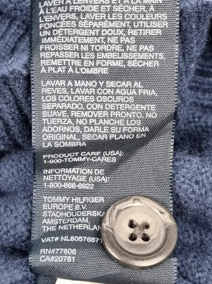 Pull 1/4 boutons Tommy Hilfiger bleu – Taille L Homme (mesures en photos) - photo numéro 7