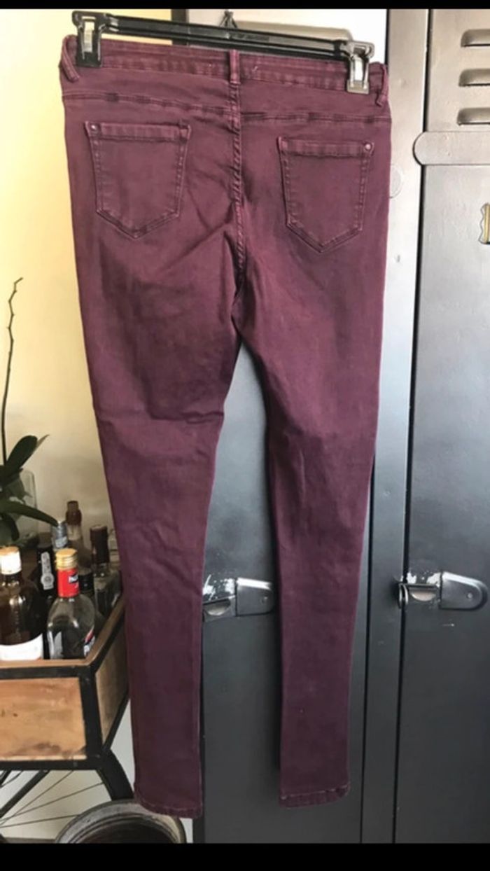 Jean effet déchiré, Denim, bordeaux, taille 42 - photo numéro 7