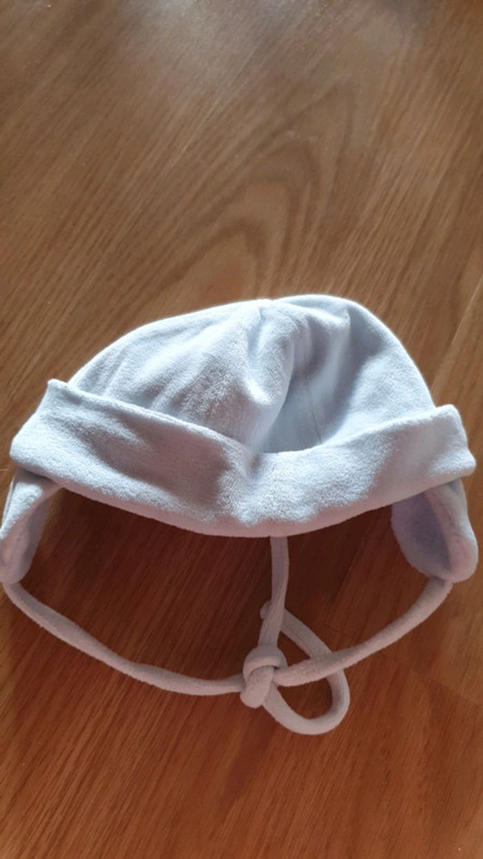 bonnet tout doux bébé bleu ciel 0 a 6 mois - photo numéro 4