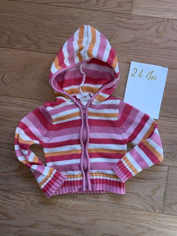 Gilet laine multicolore à capuche – 2 ans