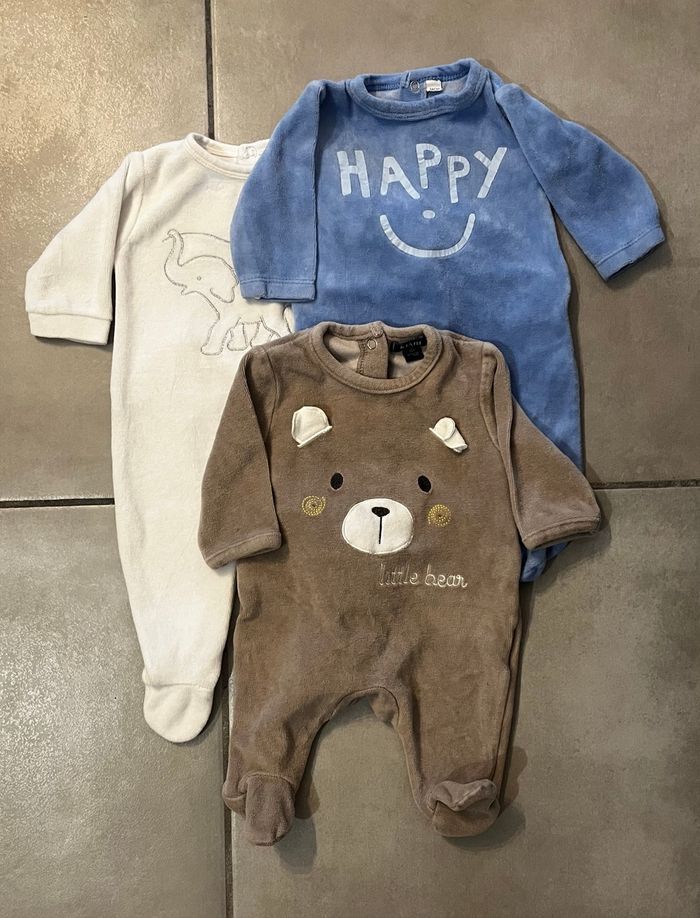 Lot 3 pyjamas bébé 1 mois 56cm
