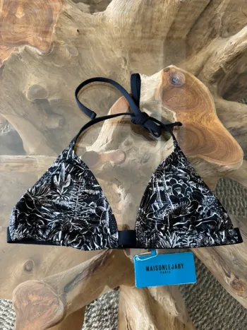 Haut de maillot de bain triangle Maison Lejaby noir blanc